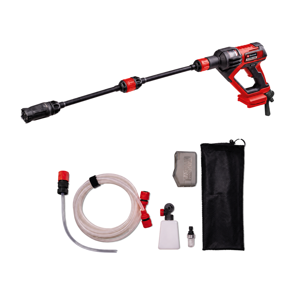 Einhell HYPRESSO 18/24-1, nettoyeur sans fil 24 bar : vue complète sur fond blanc